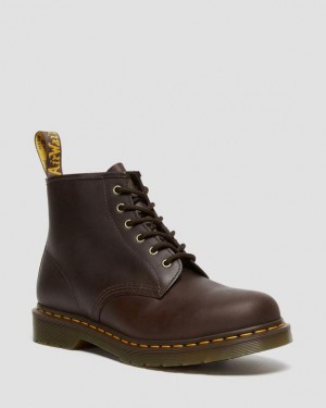 Dr Martens 101 Crazy Horse Nahkaiset Ankle Miesten Saappaat Tummanruskea | Suomi_Dr51828