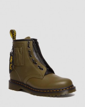 Dr Martens 1460 Ben Alpha Industries Nylon & Nahkaiset Pitsi Up Naisten Saappaat Oliivinvihreä Mustat | Suomi_Dr47438