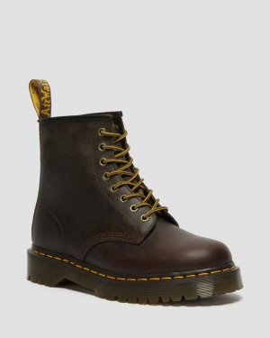 Dr Martens 1460 Bex Crazy Horse Nahkaiset Pitsi Up Naisten Platform Kengät Tummanruskea | Suomi_Dr81640