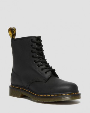 Dr Martens 1460 Greasy Nahkaiset Pitsi Up Miesten Saappaat Mustat | Suomi_Dr20377