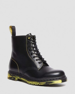 Dr Martens 1460 Marbled Sole Smooth Nahkaiset Pitsi Up Miesten Saappaat Mustat | Suomi_Dr82136