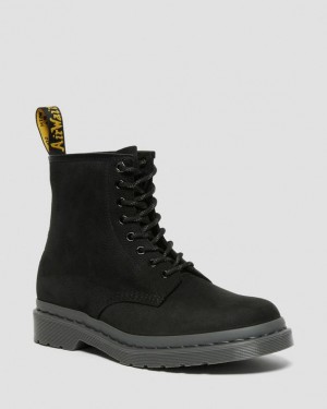 Dr Martens 1460 Mono Milled Nubukki Nahkaiset Pitsi Up Naisten Saappaat Mustat | Suomi_Dr96778