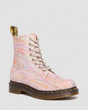 Dr Martens 1460 Pascal Marbled Mokka Pitsi Up Naisten Saappaat Pinkki Oranssi | Suomi_Dr68455