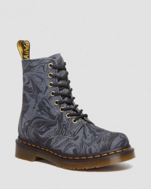 Dr Martens 1460 Pascal Marbled Mokka Pitsi Up Naisten Saappaat Mustat Harmaat | Suomi_Dr60319