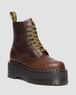 Dr Martens 1460 Pascal Max Pull Up Nahkaiset Platform Naisten Saappaat Tummanruskea | Suomi_Dr82380