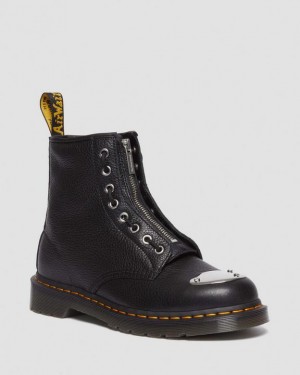 Dr Martens 1460 Varvas Plate Lunar Nahkaiset Jungle Zip Naisten Saappaat Mustat | Suomi_Dr17376