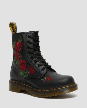 Dr Martens 1460 Vonda Floral Nahkaiset Pitsi Up Naisten Saappaat Mustat | Suomi_Dr65994