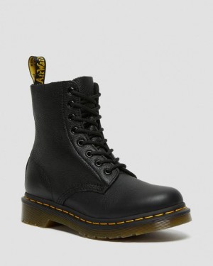 Dr Martens 1460 Women's Pascal Virginia Nahkaiset Naisten Saappaat Mustat | Suomi_Dr60117