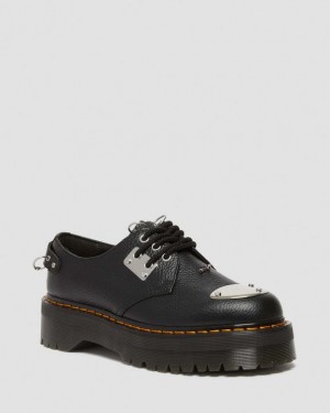 Dr Martens 1461 Piercing Milled Nappa Nahkaiset Naisten Platform Kengät Mustat | Suomi_Dr47357