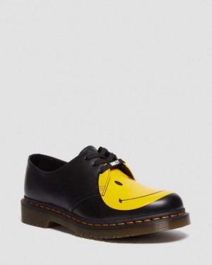 Dr Martens 1461 Smiley® Smooth Nahkaiset Oxford Naisten Kengät Mustat | Suomi_Dr87906