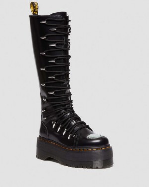 Dr Martens 1B60 Max Pitsi Up Knee High Platform Naisten Saappaat Mustat | Suomi_Dr93939