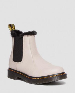 Dr Martens 2976 Leonore Faux Fur-Vuoratut Virginia Nahkaiset Chelsea Naisten Saappaat Harmaat Ruskea | Suomi_Dr38453