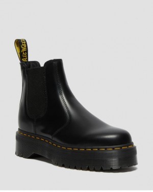 Dr Martens 2976 Smooth Nahkaiset Platform Chelsea Miesten Saappaat Mustat | Suomi_Dr66677