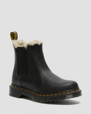 Dr Martens 2976 Women's Faux Fur Vuoratut Chelsea Naisten Saappaat Mustat | Suomi_Dr96063