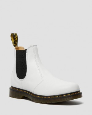 Dr Martens 2976 Yellow Stitch Smooth Nahkaiset Chelsea Miesten Saappaat Valkoinen | Suomi_Dr68860