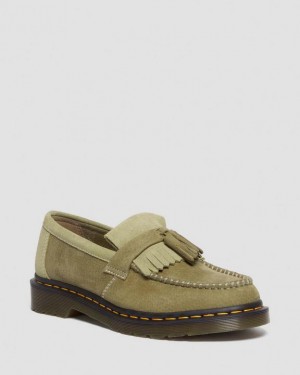 Dr Martens Adrian Tumbled Nubukki Nahkaiset Tassel Loafers Naisten Kengät Oliivinvihreä | Suomi_Dr31504