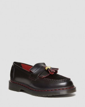 Dr Martens Adrian Year of the Dragon Hair-On Tassel Loafers Naisten Kengät Mustat Punainen | Suomi_Dr28029