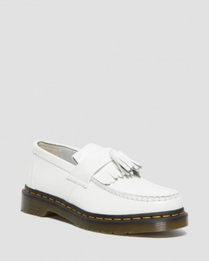 Dr Martens Adrian Yellow Stitch Nahkaiset Tassel Loafers Naisten Kengät Valkoinen | Suomi_Dr31530