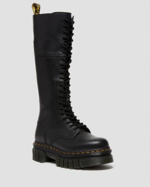 Dr Martens Audrick 20-Eye Nahkaiset Knee High Naisten Platform Kengät Mustat | Suomi_Dr84000