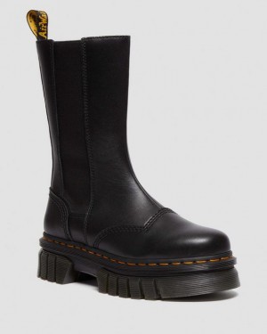 Dr Martens Audrick Korkeat Nappa Nahkaiset Platform Chelsea Miesten Saappaat Mustat | Suomi_Dr58025