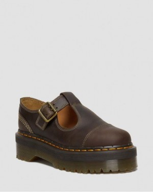 Dr Martens Bethan Arc Crazy Horse Nahkaiset Mary Jane Miesten Platform Kengät Tummanruskea | Suomi_Dr89083