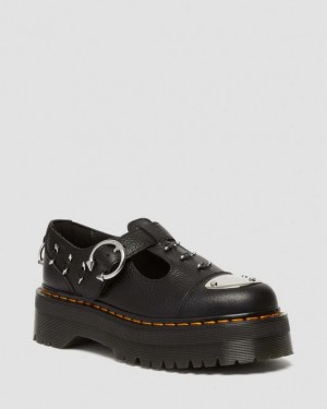 Dr Martens Bethan Piercing Nahkaiset Mary Jane Naisten Platform Kengät Mustat | Suomi_Dr53847