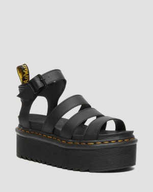 Dr Martens Blaire Hydro Nahkaiset Strap Naisten Platform Kengät Mustat | Suomi_Dr48874