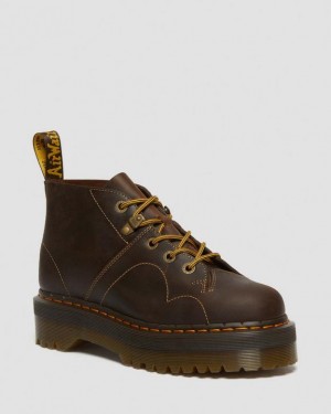 Dr Martens Church Arc Crazy Horse Monkey Naisten Platform Kengät Tummanruskea | Suomi_Dr55002