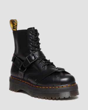 Dr Martens Jadon Boot Harness Nahkaiset Miesten Platform Kengät Mustat | Suomi_Dr96879