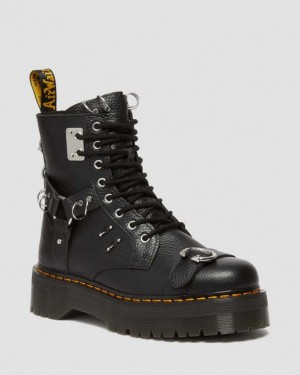 Dr Martens Jadon Boot Piercing Milled Nappa Nahkaiset Platforms Miesten Saappaat Mustat | Suomi_Dr62009