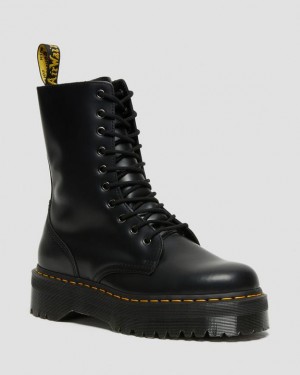 Dr Martens Jadon Hi Boot Smooth Nahkaiset Platforms Miesten Saappaat Mustat | Suomi_Dr10902