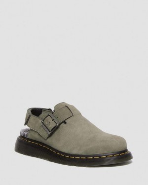 Dr Martens Jorge II Faux Fur Vuoratut Nubukki Slingback Mules Naisten Kengät Harmaat | Suomi_Dr48499