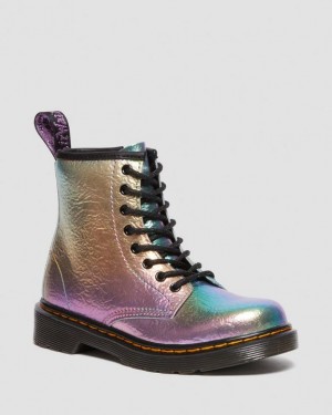 Dr Martens Junior 1460 Rainbow Crinkle Nahkaiset Pitsi Up Lasten Saappaat Monivärinen | Suomi_Dr67985