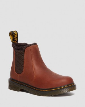 Dr Martens Junior 2976 Faux Fur Vuoratut Chelsea Lasten Saappaat Vaaleanruskea | Suomi_Dr39253