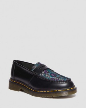 Dr Martens Penton Floral Jacquard Loafers Naisten Kengät Mustat | Suomi_Dr12569