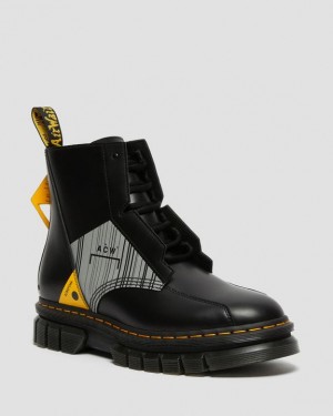 Dr Martens Rikard A-Cold-Wall* Nahkaiset Miesten Platform Kengät Mustat | Suomi_Dr13430