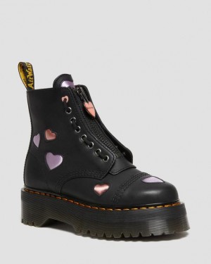 Dr Martens Sinclair Nahkaiset Heart Platform Naisten Saappaat Mustat | Suomi_Dr55557