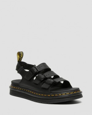 Dr Martens Soloman Men's Nahkaiset Strap Miesten Sandaalit Mustat | Suomi_Dr87674