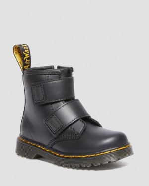 Dr Martens Toddler 1460 Double Strap Nahkaiset Lasten Saappaat Mustat | Suomi_Dr59051