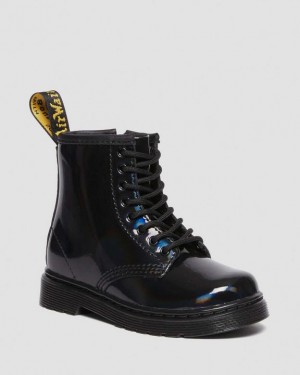 Dr Martens Toddler 1460 Rainbow Kiiltonahka Nahkaiset Pitsi Up Lasten Saappaat Mustat | Suomi_Dr17657