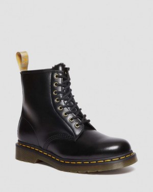 Dr Martens Vegaaniset 1460 Faux Fur Vuoratut Pitsi Up Miesten Saappaat Mustat | Suomi_Dr43956