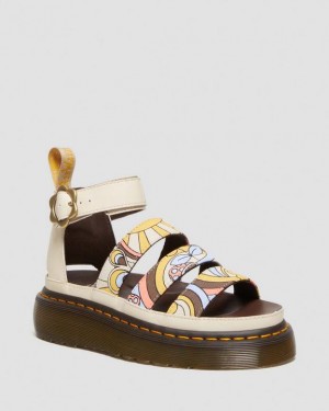 Dr Martens Vegaaniset Clarissa II Retro Canvas Platform Strap Naisten Sandaalit Beige | Suomi_Dr52140