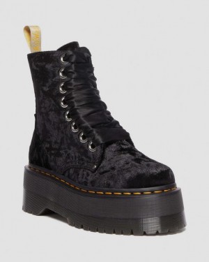 Dr Martens Vegaaniset Jadon Boot Max Crushed Velvet Platforms Naisten Saappaat Mustat | Suomi_Dr26458