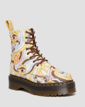 Dr Martens Vegaaniset Jadon Boot Retro Canvas Platforms Naisten Saappaat Keltainen Monivärinen | Suomi_Dr55523