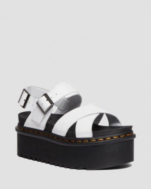 Dr Martens Voss II Athena Nahkaiset Strap Platform Naisten Sandaalit Valkoinen | Suomi_Dr57158