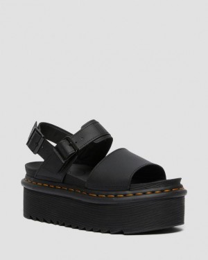 Dr Martens Voss Women's Nahkaiset Strap Platform Naisten Sandaalit Mustat | Suomi_Dr90869