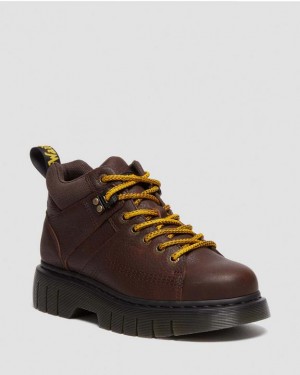 Dr Martens Woodard Grizzly Nahkaiset Low Vapaa-ajan Miesten Platform Kengät Tummanruskea | Suomi_Dr48064