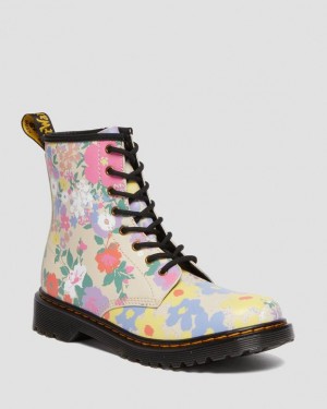 Dr Martens Youth 1460 Floral Mash Up Nahkaiset Pitsi Up Lasten Saappaat Beige | Suomi_Dr36857