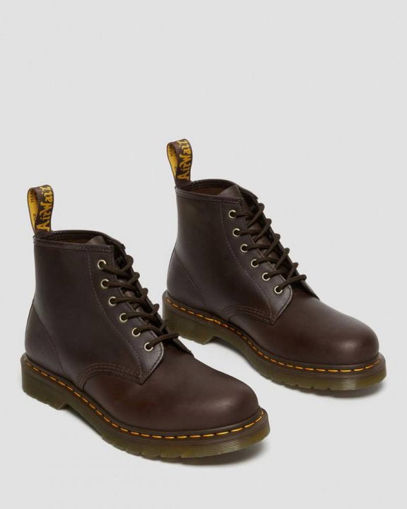 Dr Martens 101 Crazy Horse Nahkaiset Ankle Miesten Saappaat Tummanruskea | Suomi_Dr51828