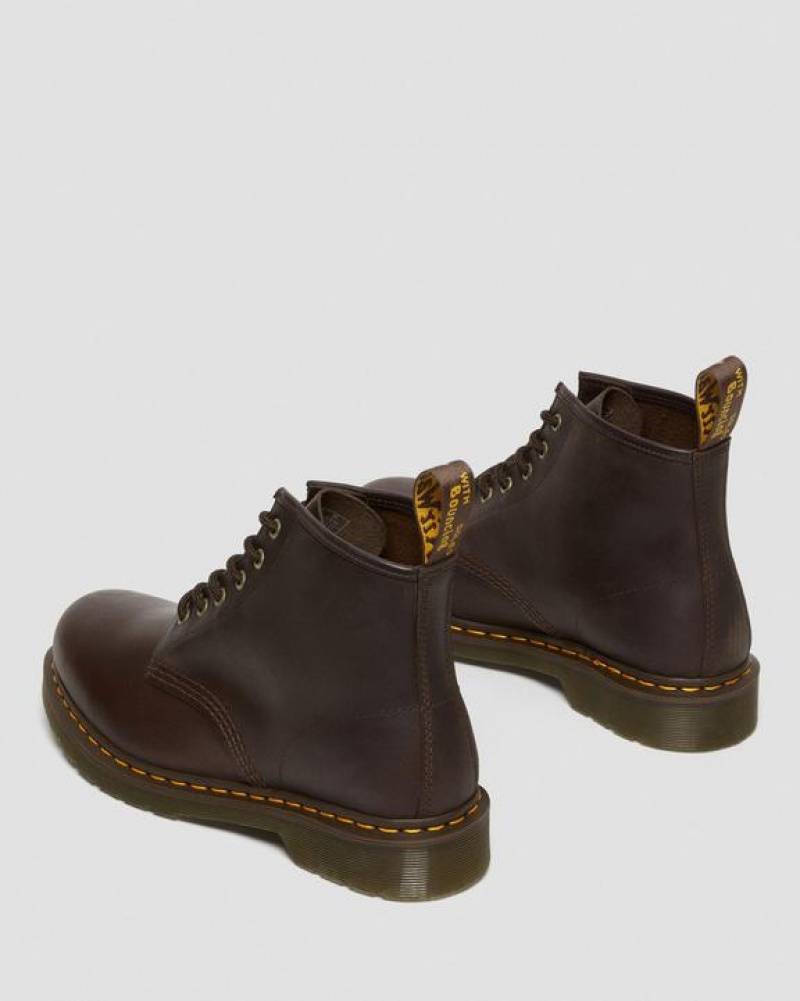 Dr Martens 101 Crazy Horse Nahkaiset Ankle Miesten Saappaat Tummanruskea | Suomi_Dr51828